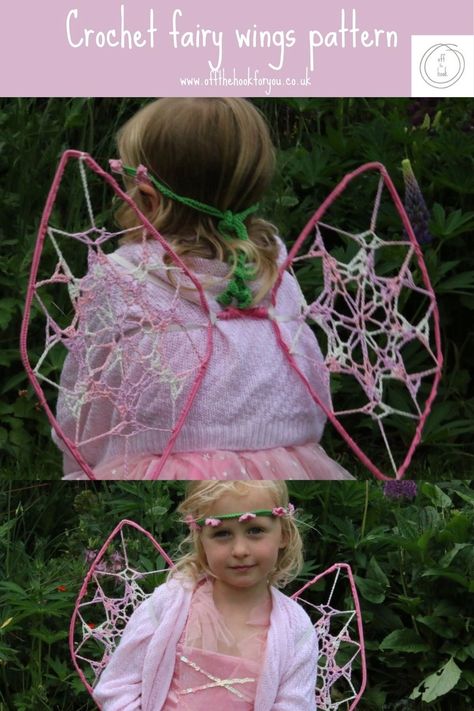 Fairy Wing Pattern, Crochet Fairy Wings, Crochet Family, Flower Garland Hair, Wing Pattern, Crochet Headband Pattern Free, Large Crochet Hooks, Hair Garland, Festival Headband