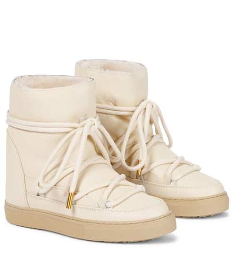 New Arrivals for Women Online - New Fashion | Mytheresa US Wedge Snow Boots, Designer Snow Boots, Womens Wedge Boots, Cream Boots, Leather Snow Boots, Ankle Boots Flat, Snow Shoes, Wedge Boots, Classic Leather