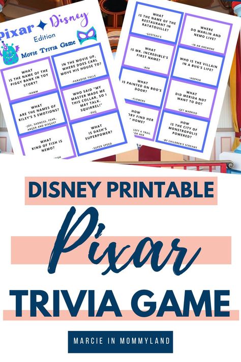 Get ready for a journey through the world of Disney Pixar with our free printable trivia game! Test your knowledge of beloved Pixar movies with our fun and challenging Pixar quiz questions, covering everything from the adventures of Woody and Buzz in "Toy Story" to the heartwarming tale of Miguel in "Coco." Perfect for family game nights, parties, or just a fun activity at home, this printable game is a must-have for Pixar fans of all ages. #PixarTrivia #DisneyGameNight #DisneyMagic Movie Quiz Questions, Free Trivia Games, Planning 2024, Disney Trivia Questions, Crush Quizzes, Movie Trivia Games, Disney Activities, Movie Quiz, Play With Friends