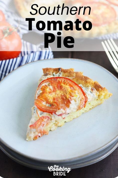 Southern tomato pie, with flaky buttermilk crust, thinly sliced tomatoes, fresh herbs and cheese, is perfect as an entrée or appetizer. Tomato Pie With Ritz Crackers, Ritz Cracker Crust, Southern Tomato Pie, Thick Crust Pizza, Sliced Tomatoes, Ritz Cracker, Cheese Crust, Tomato Pie, Cracker Crust