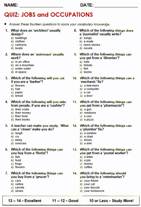 Jobs and Work - All Things Topics Jobs Worksheet, Job Quiz, Types Of Jobs, Teach English Online, Career Test, Vocabulary Quiz, Grammar Quiz, Grammar For Kids, English Teaching Materials