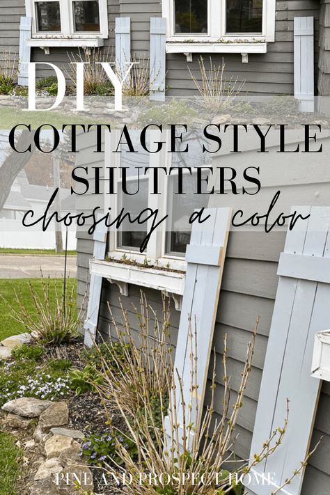 These DIY Cottage Style Shutters are probably one of the easiest projects we’ve ever taken on. They add so much charm and character to our home, and recently I decided to give them a makeover! Prospect Cottage, Cottage Shutters, Pine And Prospect Home, Pine And Prospect, Diy Cottage, Farmhouse Shutters, Restored Furniture, Shutter Colors, Cottage Porch