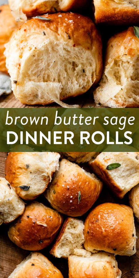 Brown Butter Rolls, Yummy Fall Recipes Dinners, First Time Thanksgiving Dinner, Dinner Rolls Thanksgiving, Homemade Rolls For Thanksgiving, Homemade Thanksgiving Rolls, Fall Dinner Rolls, Fall Savory Food, Good Fall Recipes