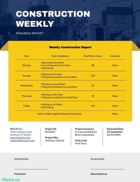 Construction Weekly Progress Report Template Visme Weekly Progress Report Template, Project Timeline Template, Progress Report Template, Progress Report, Report Template, Milestones