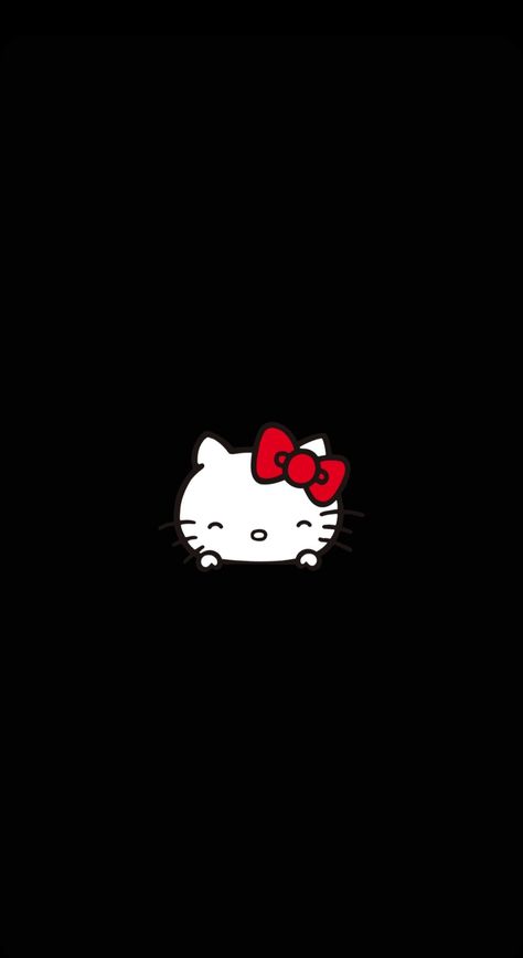 Hello Kitty With Black Background, Black Sanrio Wallpaper, Hello Kitty Black Background, Black Hello Kitty Wallpaper, Kobo Wallpaper, Hello Kitty Black, Hello Kitty Bow, Spiritual Wallpaper, Christmas Wallpaper Backgrounds