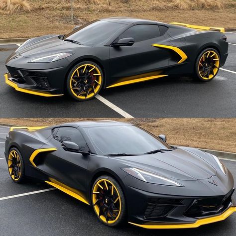 Six10 Motoring on Instagram: "Satin black wrap with yellow accents and @forgiato wheels 20/21 custom painted to match!! #c8 #corvette #vette #six10wraps #cars #fast #team #teamwork #movement #watch" Custom Corvette Stingray, Corvette C8 Custom, C8 Corvette Custom, Custom C8 Corvette, Blacked Out Cars, Custom Corvette, Yellow Corvette, White Corvette, Black Corvette