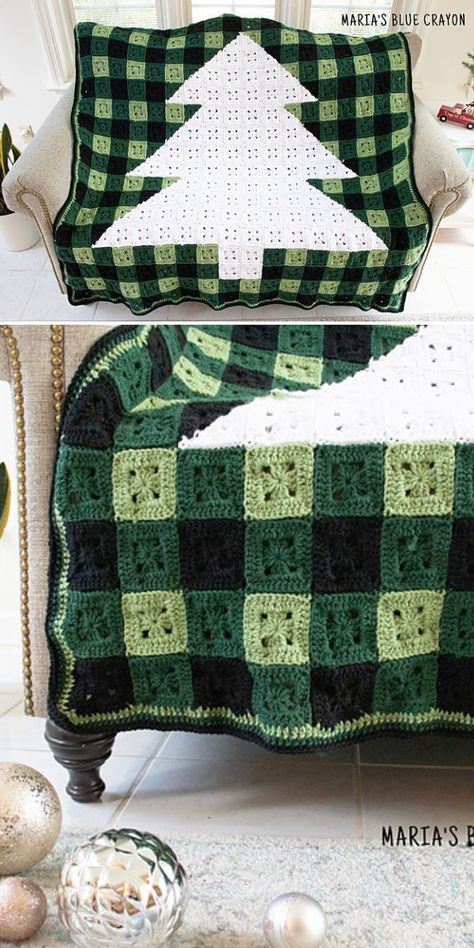 Hexagon Crochet Pattern, Christmas Crochet Blanket, Crochet Christmas Ornaments Free, Plaid Crochet, Crochet Granny Square Afghan, Afghans Crochet, Crochet Table Runner Pattern, Christmas Blanket, Crochet Christmas Trees