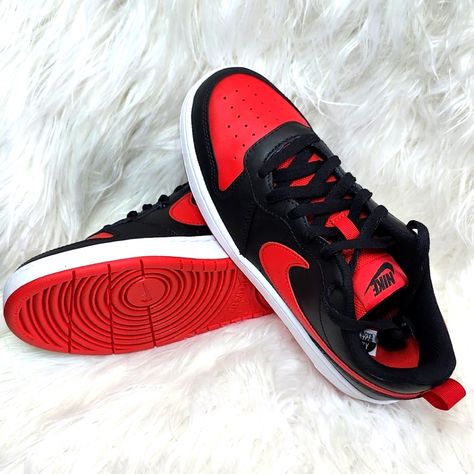 Nike Court Borough Low 2 (Gs) - 7y Black, Red, And White Youth Boys Size 7, Fits Like Size 9 In Women Nike Shoes Boys, Nike Court Borough Low 2, Nike Court Borough Low, Nike Court Borough, Red Nike, Nike Shoes Women, New Shoes, Womens Shoes Sneakers, Black Red