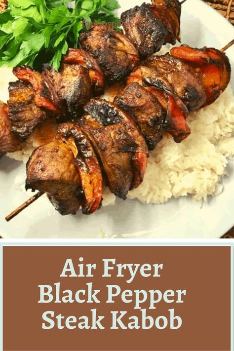 Ninja Air Fryer Recipes Easy, Airfryer Ideas, Air Fryer Beef Recipes, Black Pepper Steak, Air Fryer Times, Gourmia Air Fryer, Easy Air Fryer Dinner Recipes, Ninja Air Fryer Recipes, Beef Kabob Marinade