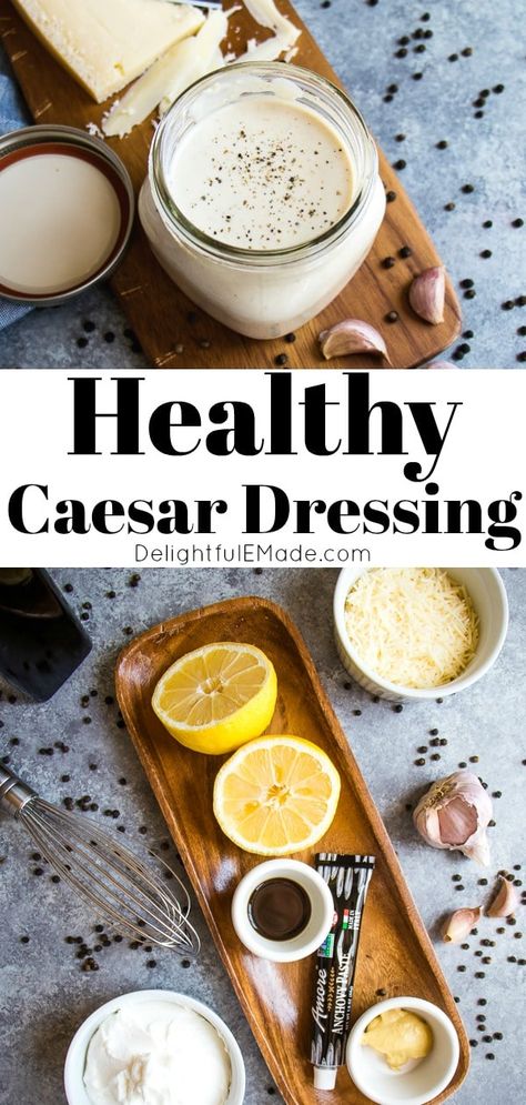 Healthy Caesar Dressing - The BEST Homemade Caesar Dressing recipe! Caesar Salad Dressing Greek Yogurt, Low Carb Caesar Salad Dressing, Healthy Low Cal Ceaser Dressing, Easy Ceasar Salad Dressing Greek Yogurt, Low Fat Caesar Salad Dressing, Low Fat Caesar Dressing, Homemade Healthy Ceaser Dressing, Greek Yogurt Ceasar Dressing, How To Make Real Ceasar Dressing