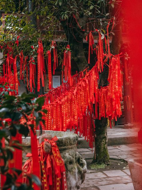 Asian Christmas, Red Installation, China Aesthetic, Asian Festival, Giant Buddha, Japan Christmas, Chengdu China, Japanese New Year, Chinese Valentine's Day