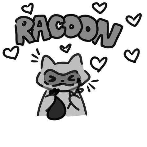 Raccoon Funny Drawing, Raccoon Doodle Easy, Silly Animal Doodles, How To Draw Raccoon, Cartoon Raccoon Drawing, Cute Racoon Drawings, Raccoon Drawing Simple, Raccoon Pixel Art, Racoon Doodle