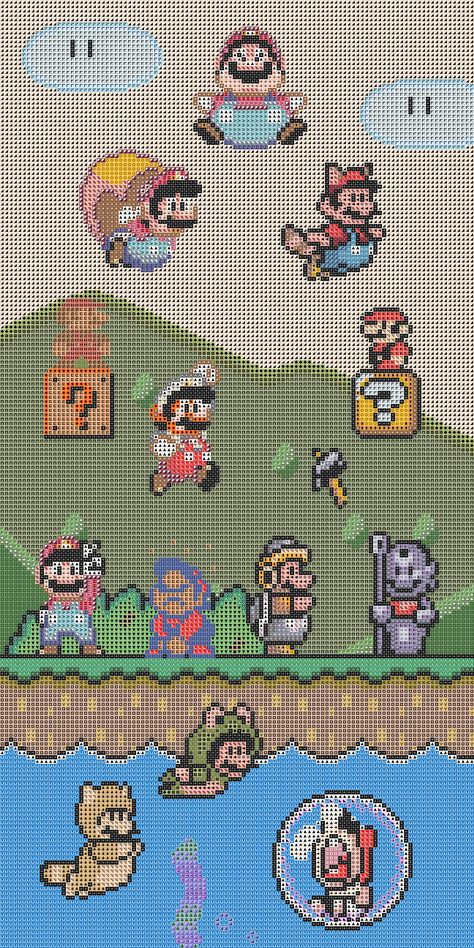 Mario And Friends, Geeky Craft, Nerd Crafts, 8bit Art, Geek Crafts, Cross Stitch Charts, Hama Beads, الرسومات اللطيفة, Cross Stitch Designs