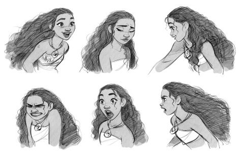 Moana facial expressions.                                           It was very challenging to make her every expressions and attitudes look like a 14 year old girl. Drawing a girl is always much harder than drawing a male character at least for me. Moana Concept Art, Moana Disney, Jin Kim, Character Design Girl, Concept Art World, Disney Sketches, Disney Concept Art, Model Sheet, Walt Disney Animation