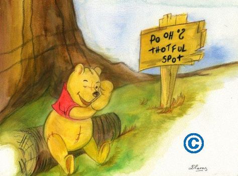 Winnie the Pooh's Thoughtful Spot is a place where Pooh thinks.... Wini Poo, Winnie The Pooh And Tigger, Winnie The Pooh Drawing, Pooh And Tigger, Pooh Corner, Arts And Crafts For Teens, Cute Winnie The Pooh, Winnie The Pooh Friends, Pooh Quotes