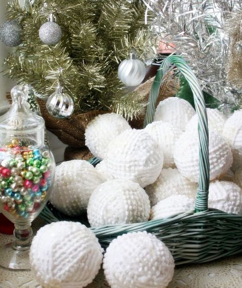 Make Snowballs from a Bedspread: A Craft Tutorial | Mitzi's Miscellany | Bloglovin’ Bedspread Ideas, Christmas Reception, Chenille Crafts, Christmas Decs, Snow People, Bazaar Ideas, Sew Simple, Felt Creations, Prim Christmas