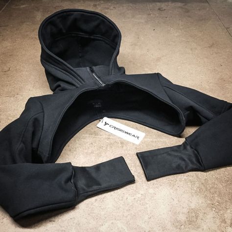 Crisiswear Clothing on Instagram: “Pictured: our ever so #comfortable, warm and stylish Dystopia #Shrug. Our new #sweatshirt material is thick, lofty, warm, and holds its…” Hoodie Shrug, Black Rave Outfits, Festival Clothes, Tech Wear, Black Shrug, Festival Chic, Look Festival, Dream Fashion, Diy Clothes Design