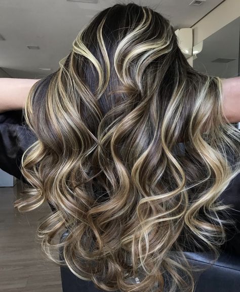 Dark Brown Hair With Caramel, Dark Brown Hair With Caramel Highlights, Brown Hair With Caramel, Black Hair With Blonde Highlights, Blonde Highlights Ideas, Brown Hair With Blonde, Hair With Blonde Highlights, Long Hair Highlights, Brown Hair With Caramel Highlights