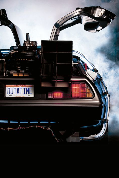 Back to the Future delorean Back To The Future Car, Kitt Knight Rider, Dmc Delorean, Delorean Time Machine, Auto Poster, Future Wallpaper, Ready Player One, Marty Mcfly, Movie Wallpapers