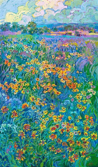 Lukisan Van Gogh, Erin Hanson, Contemporary Impressionism, Canvas For Beginners, Canvas Painting Ideas, Impressionism Art, Arte Sketchbook, Large Painting, Hill Country