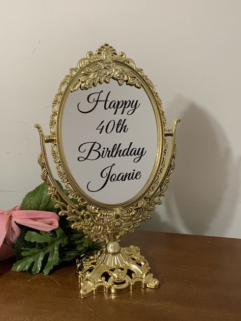 One of a kind birthday gift Birthday Mirror, Fairytale Party, Wedding Mirror, Sweet 16 Gifts, Happy 40th, Happy 40th Birthday, Mirror Sign, Birthday Name, Party Sign