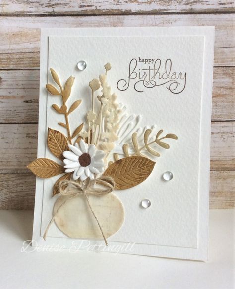 Birthday Cards Elegant, Movement Cards, Vintage Birthday Card, Mason Jar Cards, Christmas Scrapbook Layouts, Card Sketches Templates, Daisy Cards, Birthday Stamps, Leaf Cards