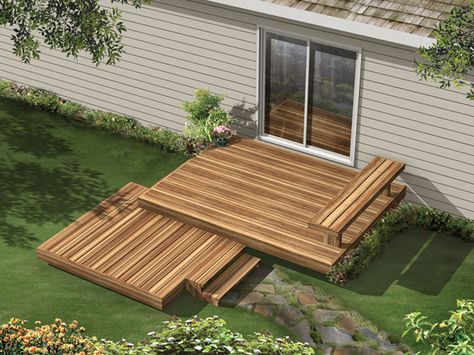 Kirksey Two-Level Deck  from houseplansandmore.com                                                                               More Two Tier Pergola, Two Level Deck, Deck Building Plans, Tiered Deck, Deck Layout, Floating Deck, Wooden Deck, Deck Designs Backyard, House Plans And More