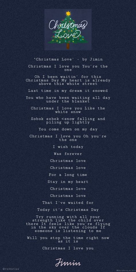 ↗Thursday 24 December 2020 #ChristmasLovebyJimin #ChristmasLovelylyrics #btslyrics Jimin English, Jimin Lyrics, 24 December, Solo Music, Bts Drawings, English Translation, Christmas Love, Christmas Quotes, Song Quotes