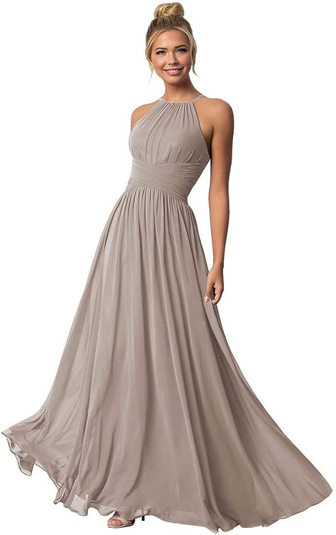 Halter Bridesmaid Dress Long, Halter Bridesmaid Dresses, Bridesmaid Dresses Long, Halter Bridesmaid Dress, Bridesmaid Dresses Long Chiffon, Party Gown, Prom Formal, Long A, Ruched Bodice