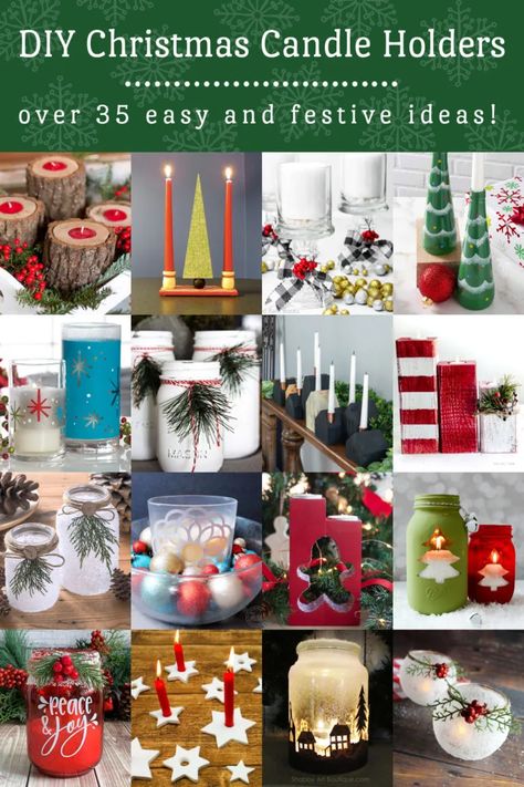 DIY Christmas Candle Holders for Your Holiday Home - Mod Podge Rocks Diy Christmas Candle Holders, Valentine Decoration Ideas, Christmas Candle Holders Diy, Water Candles, Christmas Candle Crafts, Water Candles Diy, Diy Floating Candles, Holiday Candle Holders, Candle Holder Crafts