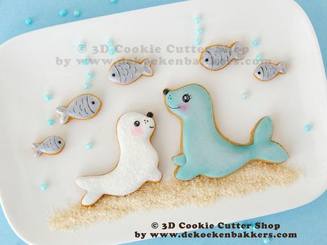 Seal Cookies Decorated, Lion Cookies, Heliconia Flower, Bird Cookies, Clay Fish, 3d Cookie, Baby Seal, Mini Farm, Animal Cookies