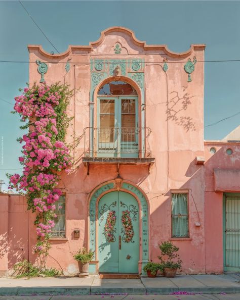 Vincenzo De Cotiis, Gorgeous Doors, Pierre Paulin, Casas The Sims 4, Classy Decor, Colourful Buildings, Spanish House, Cute House, Pink Houses