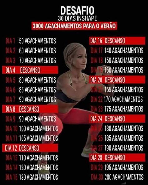 Desafio 3000 Agachamentos em 30 dias! É fácil e serve como preparação para outros desafios de pernas mais avançados;) Bons treinos! Workout Days, Ab Workout At Home, Fat Burning Workout, Body Health, Burn Calories, Get In Shape, Healthy Body, Fitness Training, Personal Trainer