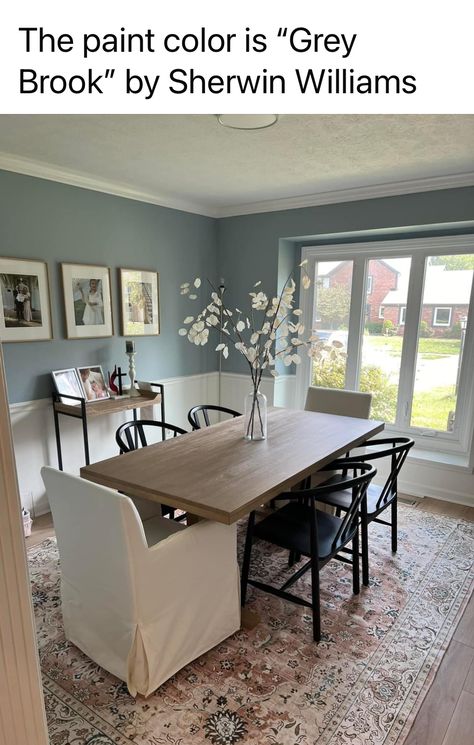 Kitchen Dining Room Wall Color, Dinning Room Wall Color Paint, Dining Room Paint Color Ideas, Gray Dining Room, Light Blue Living Room, Blue Wall Colors, Blue Accent Walls, Light Blue Walls, Room Wall Colors