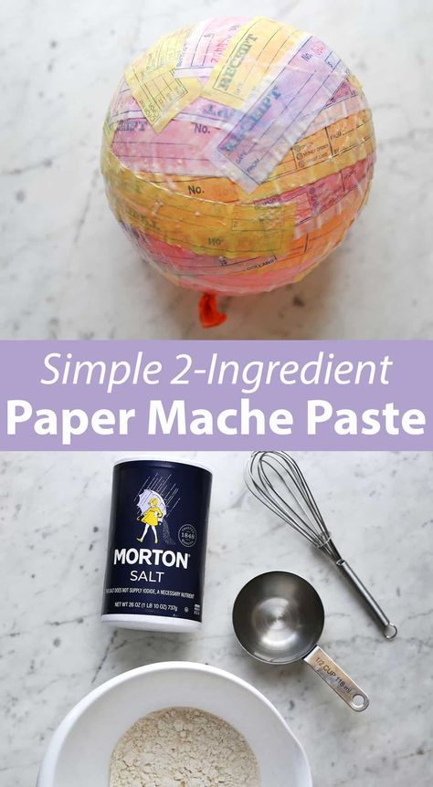 All you need is salt and flour to make this paper mache recipe. Paper Mache Paste Recipe, Paper Mache Volcano Easy, Flour Paper Mache Recipe, Recipe For Paper Mache Paste, Paper Mache Kids Crafts, Easy Paper Mache For Kids, Paper Mache Recipe Flour, Best Paper Mache Recipe, Paper And Glue Crafts