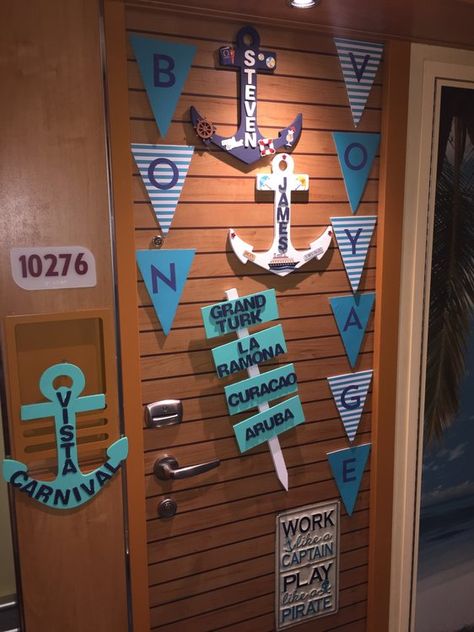 Cabin Door Decorations, Cruise Door Decorations, Disney Cruise Door Decorations, Cruise Rooms, Disney Cruise Door, Cruise Packing Tips, Carribean Cruise, Cruise Kids, Cruise Essentials