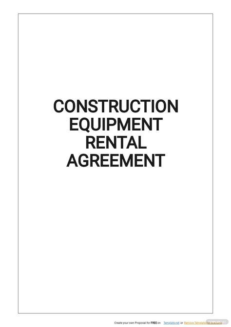 Construction Equipment Rental Agreement Template Property Management Marketing, Rent Receipt, Real Estate Forms, Rental Agreement Templates, Rental Application, Lease Agreement, Document Templates, Template Google, Invoice Template