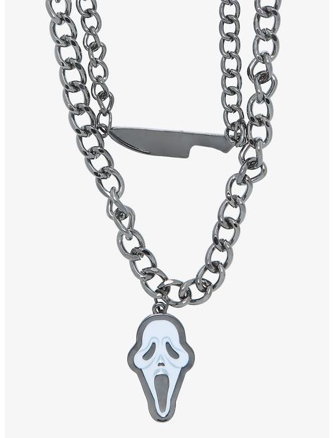 Scream Ghost Face Knife Chain Necklace Anime Crystal, Necklaces For Girls, Horror Scream, Thick Chain Necklace, Girls Disney, Ghost Face, Crystal Necklaces, Ghost Faces, Cute Necklace