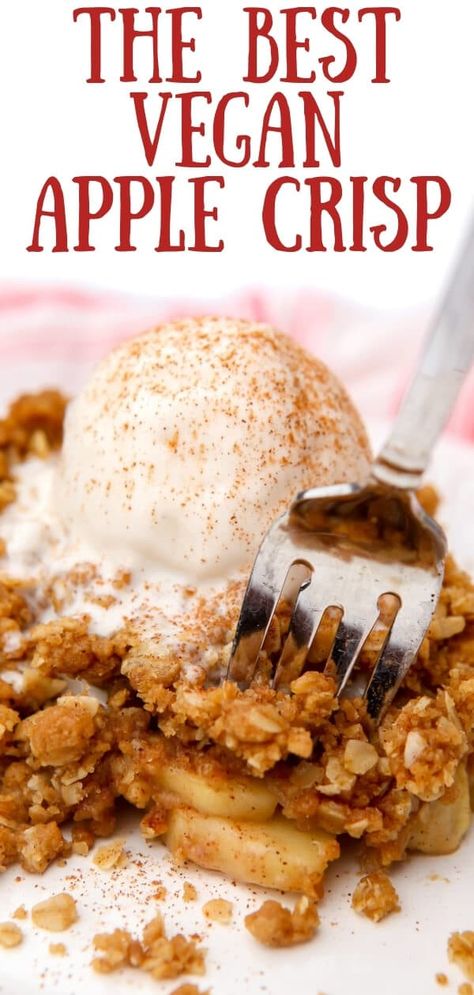 Vegan Apple Crisp Recipe, Apple Crisp Recipe With Oats, Vegan Fall Dessert, Recipe With Oats, Vegan Apple Crisp, Vegan Apple Pie, Easy Apple Crisp Recipe, Apple Crisp Recipe, Vegan Baking Recipes