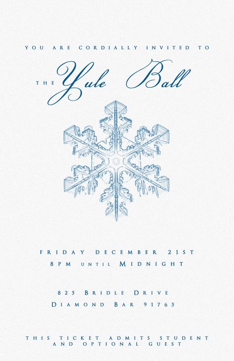 Harry Potter Yule Ball Invitation, Winter Ball Invitations, Winter Formal Invitation Ideas, Yule Ball Invitations, Yule Ball Birthday Party, Yule Ball Themed Party, Yule Ball Party Ideas, Ball Invitation Design, Harry Potter Yule Ball Party