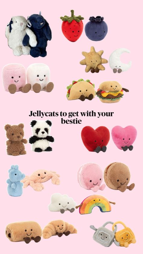 #Pinterest #duos #bestie #cute #teddy Bestie Christmas Gifts Cute Ideas, Duo Jelly Cats, Matching Jelly Cats Duo, Jellycat Duos, Matching Jellycats, Bff Christmas Gifts Ideas, Jellycats Aesthetic, Matching Things, Bff Christmas Gifts