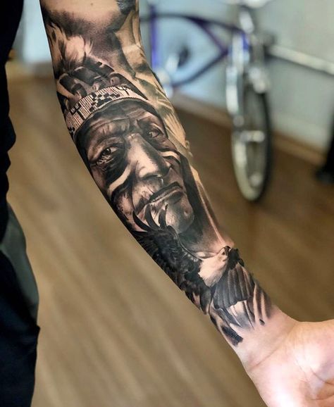 Native Forearm Tattoo, American Flag Forearm Tattoo, Male Tattoos, Mangas Tattoo, Native American Drawing, Animal Sleeve Tattoo, Native American Tattoo, Leopard Tattoos, Native Tattoos