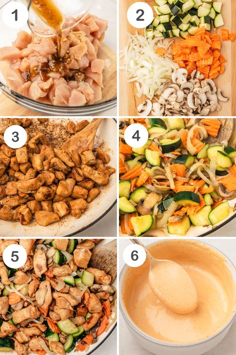 How to make Hibachi at home with this easy hibachi recipe! Turn your home kitchen into a Japanese steakhouse with delicious hibachi bowls filled with rice, chicken, veggies, and homemade yum yum sauce. An easy 30-minute weeknight meal. Hibachi Chicken Rice Bowls, Hibachi Rice Bowl, How To Make Hibachi Chicken, Home Made Hibachi Recipes, Hibachi Chicken Bowl, Hibachi Bowl Recipe, Hibachi Chicken Recipe Easy, Chicken Yum Yum Rice Bowls, Healthy Hibachi Recipes