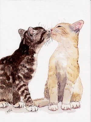 Cat Kissing Drawing, 2 Cats Painting, 3 Cats Drawing, Two Cats Kissing, Cats Kissing Drawing, 2 Cats Drawing, Two Cats Painting, Two Cats Drawing, Draw Kissing