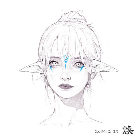 ArtStation - Sketches, Hwan (煥) Elf Sketch Female, Elf Drawings, Alien Drawings, Elf Art, Fantasy Drawings, Desenho Tattoo, Arte Sketchbook, Character Sketch, Sketch Art