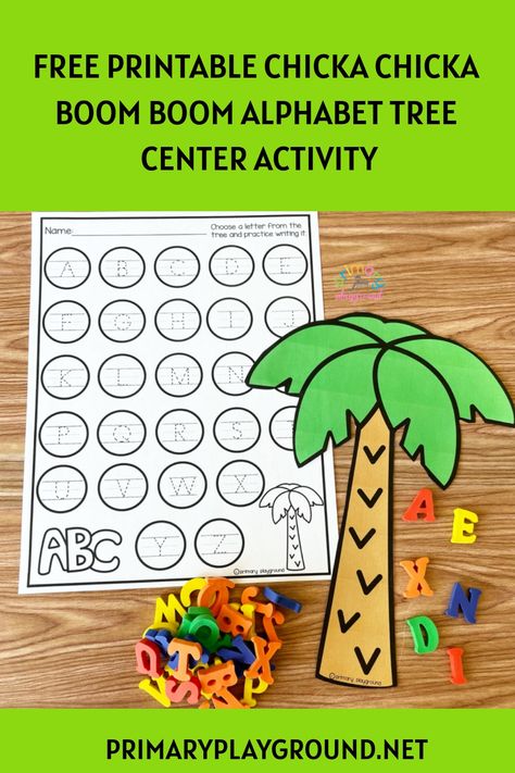 Chicka Chicka Boom Boom Anchor Chart, Chick A Chick A Boom Boom Activities, Chicka Chicka Boom Boom Sensory Bin, Chicka Chicka Boom Boom Activities, September Preschool, Abc Centers, Chicka Chicka Boom Boom, Kindergarten Projects, Chicka Chicka