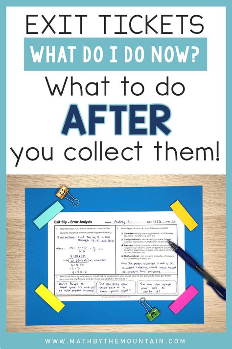 What do I do now? What to do with the exit tickets after your students hand them in. Reviewing, Feedback, Grading, and More! – Math by the Mountain Exit Tickets Elementary, Exit Ticket Questions, Math Exit Tickets, Evaluating Algebraic Expressions, What Do I Do Now, Solving Inequalities, Middle School Math Teacher, Notebook Pages, Upper Elementary Math