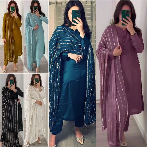 💫💫pf💫💫 Launching New Designer Party Wear Look Fancy Top-Dupatta and Fully Stitched Bottom sr*💥👗 *Fabric Detail* Top *Top Fabric * :Heavy Faux Georgette With Full Sleeve *Top Inner * :Heavy Micro Cotton *Top Length * :48-49 Inch *Top Size*. : *M(38),L(40),XL(42),XXL(44)* *Pent Fabrics* :Heavy Faux Georgette *Pent Length*:40-41 Inch #love #fashion #instagram #photooftheday #photography #happy #instadaily #instalike #photo Saree Blouses Online, Full Sleeve Top, Blue Kurta, Organza Top, Fancy Tops, Eid Dresses, Dress Design Patterns, Designer Party Wear Dresses, Fancy Dress Design