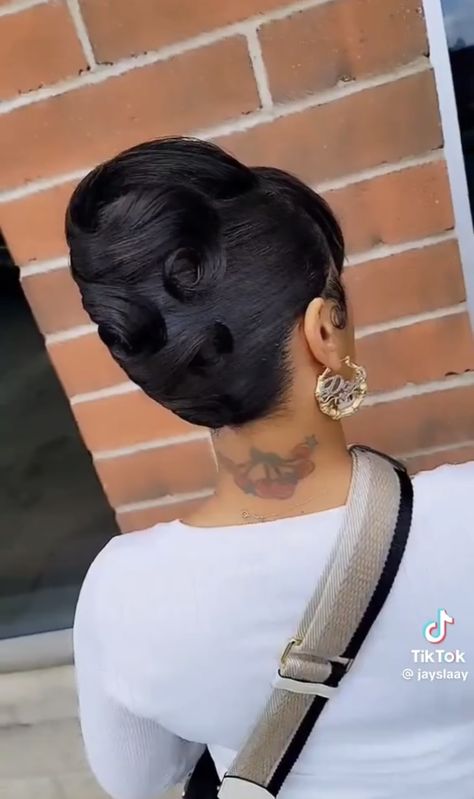 Revenge Hair, Curl Updo, French Rolls, French Roll Hairstyle, Black Hair Updo Hairstyles, French Roll, 90s Hair, Roll Hairstyle, Short Sassy Hair