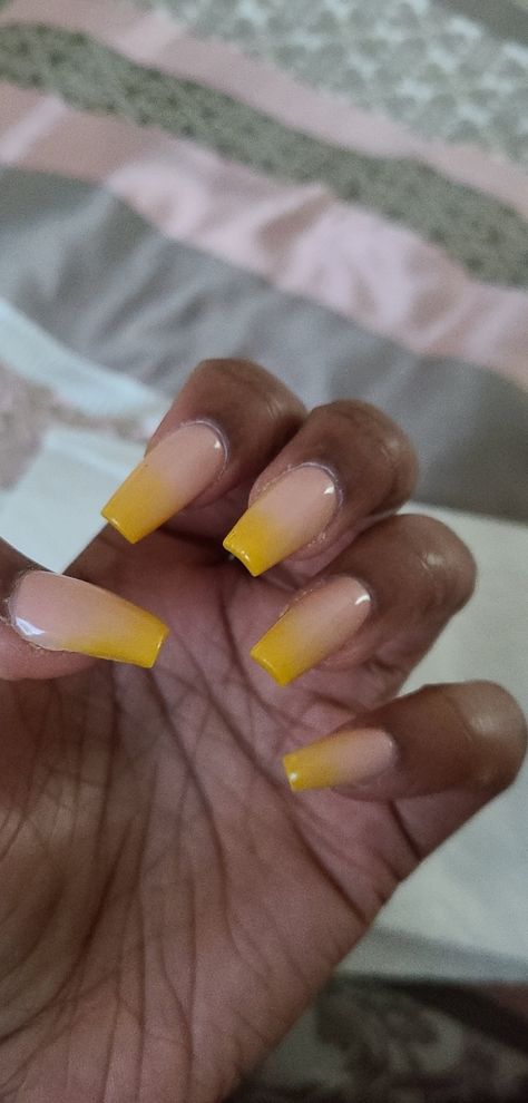 Yellow White Ombre Nails, Ombre Nails Yellow, Yellow Ombre Nails Almond, Fall Yellow Nails, Yellow Marble Nails, Yellow Tip Nails, Yellow Ombre Nails Coffin, Ombre Yellow Acrylic Nails, Ombre Yellow Nails Coffin